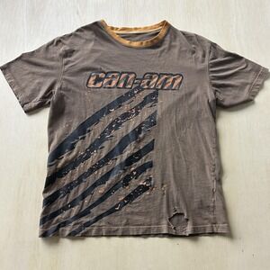 Can-Am Shirt Mens Medium Brown Short Sleeve Racing Motorsport Logo Tee T-Shirt
